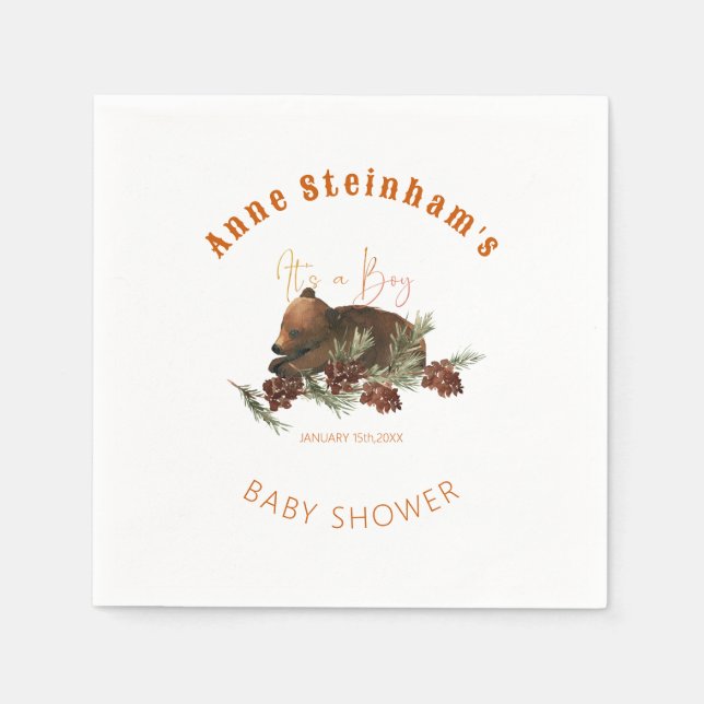 Serviette En Papier Saison d'hiver Simple bébé Bear Douche (Devant)