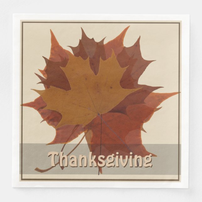 Serviette En Papier Saison Feuilles d'automne Thanksgiving (Devant)