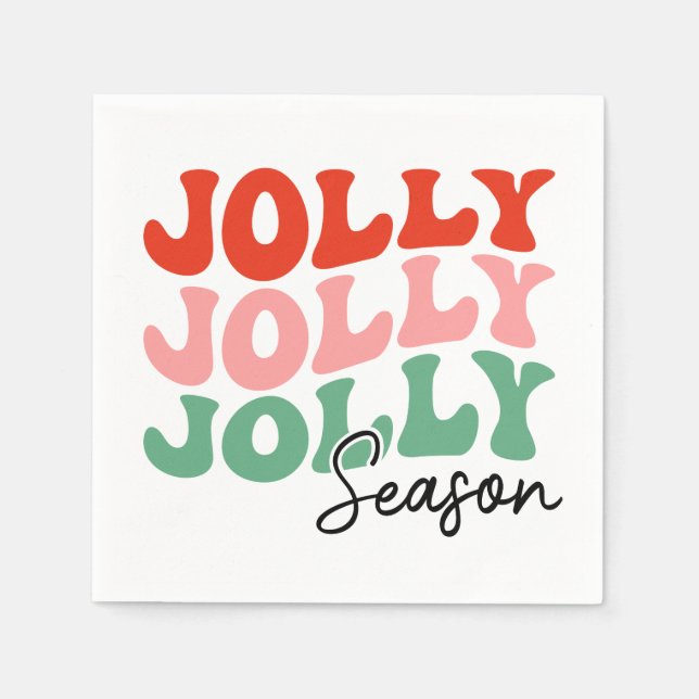 Serviette En Papier Saison Jolly Jolly Saison Retro Typographie de vac (Devant)
