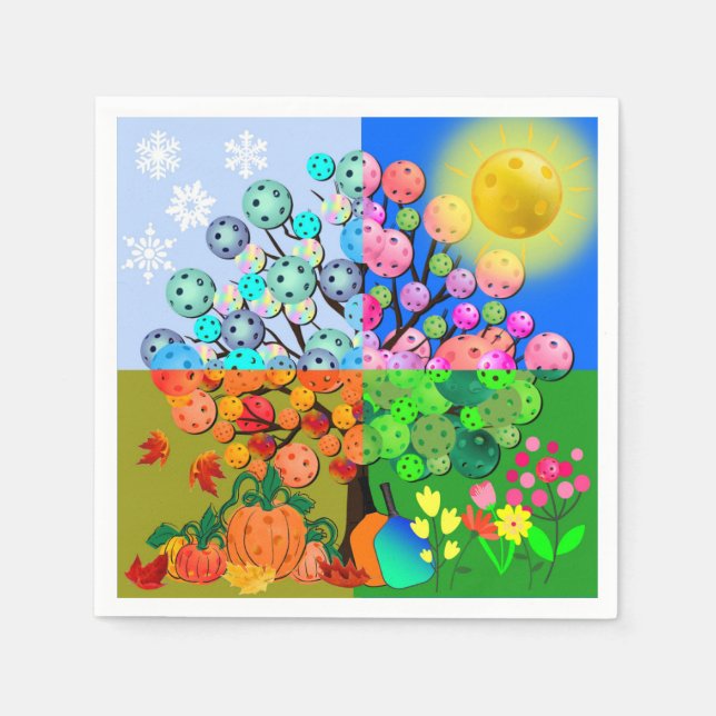 Serviette En Papier Saison Toujours Pickleball hiver printemps été aut (Devant)