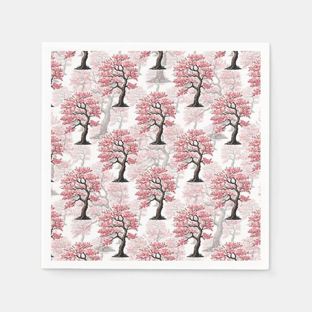 Serviette En Papier Sakura Rose Cherry Fleur Arbre Design (Devant)