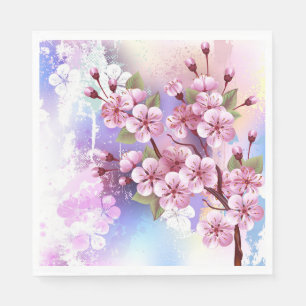 Serviette En Papier Sakura rose sur la peinture Arrière - plan