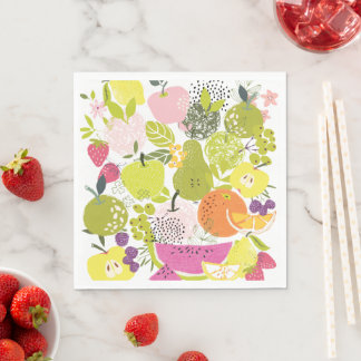Serviette En Papier Salade de fruits; collage de fruits d'été