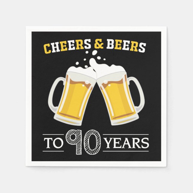 Serviette En Papier Salades et bières à 90 ans serviettes (Devant)