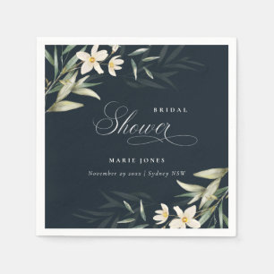 Serviette En Papier Salle de bain de mariage Fleurs de verdure blanche