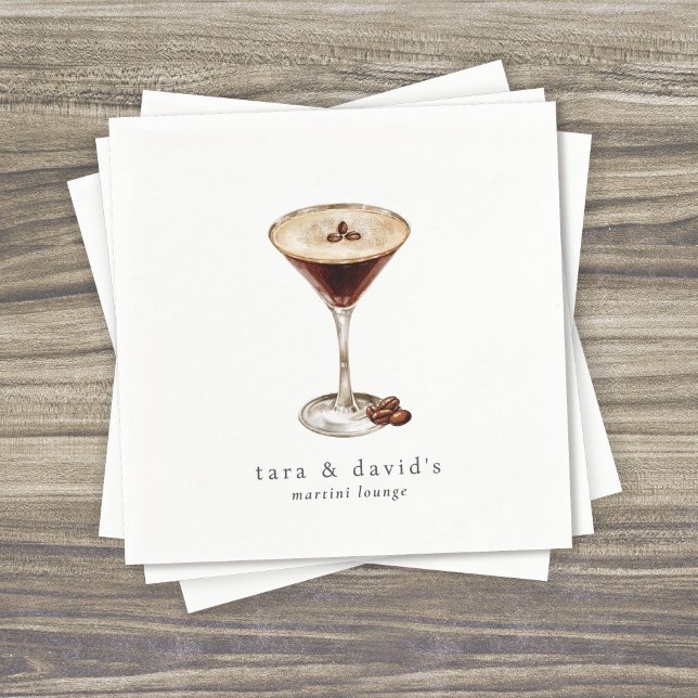Serviette En Papier Salon de cocktails Martini personnalisé avec noms (Créateur téléchargé)