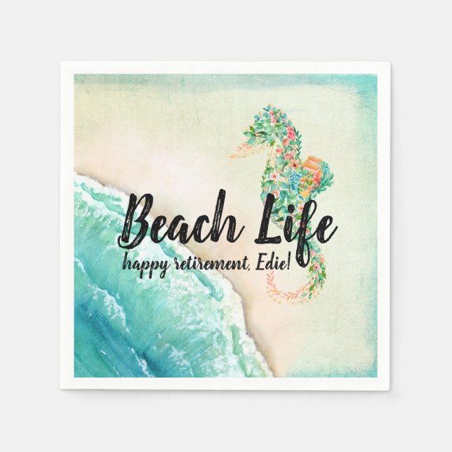 Serviette En Papier Saltwater Beach Life Seahorse (Devant)