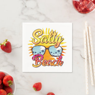Serviette En Papier Salty Beach Soleil et palmier tropicaux