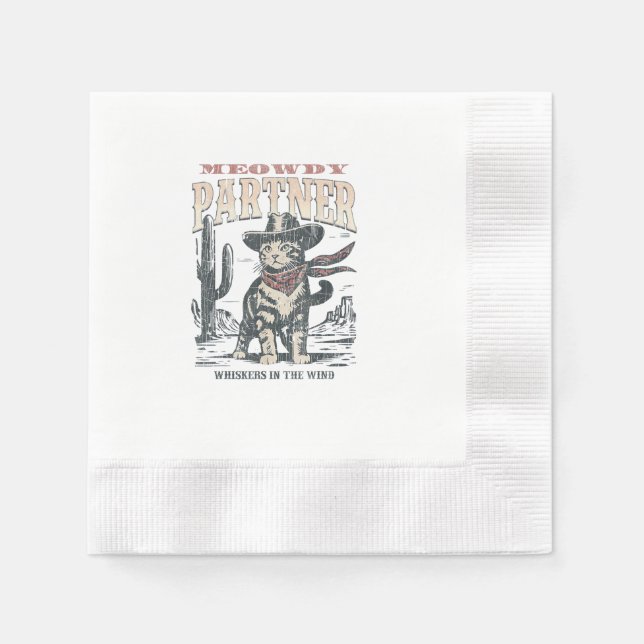 Serviette En Papier Salut associé Cowboy Chat  (Devant)