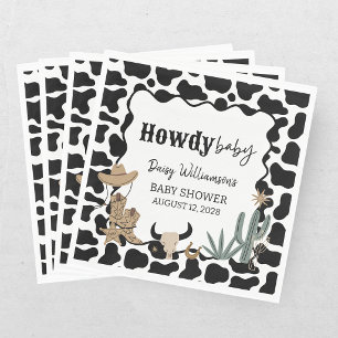 Serviette En Papier Salut Bébé Vert Marron Cowboy Baby Shower