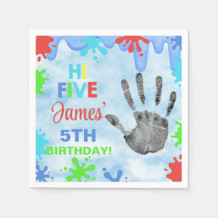 Serviette En Papier Salut cinq, Salut 5 garçon 5e anniversaire serviet