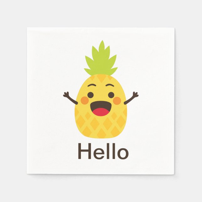 Serviette En Papier Salut les amis ! Illustration d'ananas (Devant)