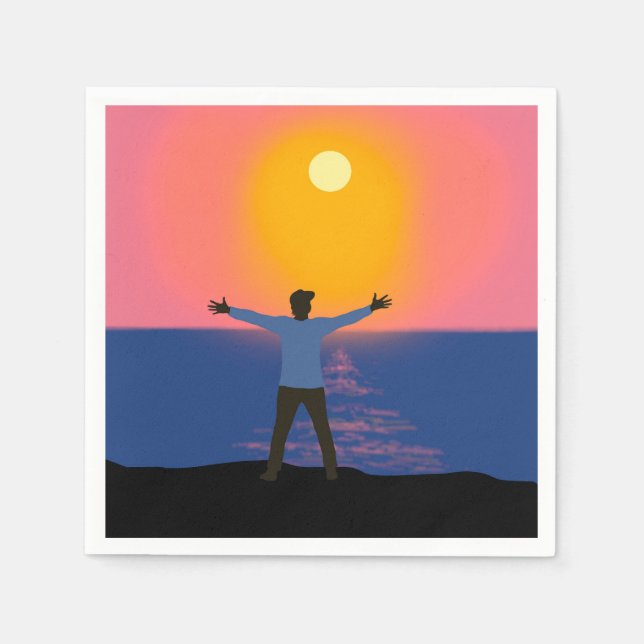 Serviette En Papier Salutation au soleil (Devant)