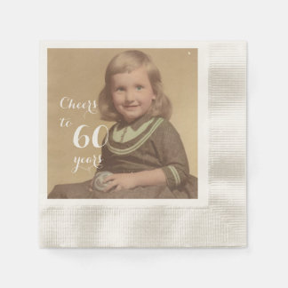 Serviette En Papier Salutations à 60 ans ! Photo d'anniversaire