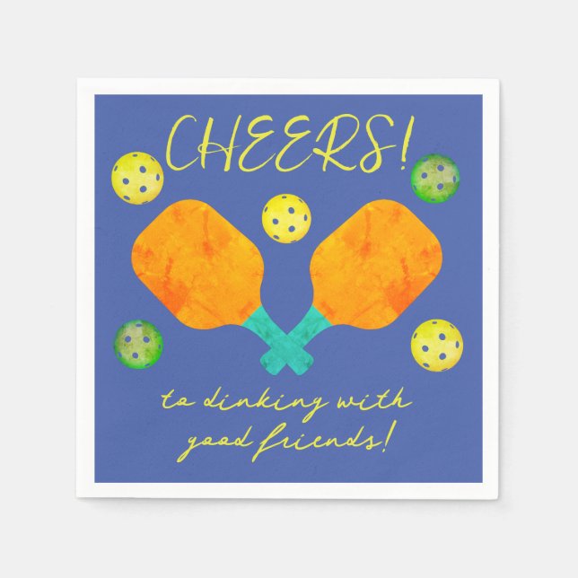 Serviette En Papier Salutations à Dinking Pickleball Cocktail Napkin (Devant)