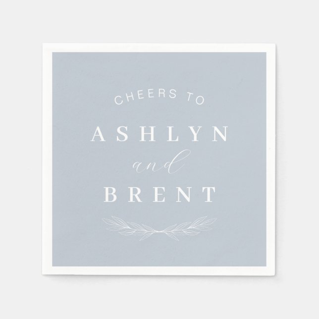 Serviette En Papier Salutations À Dusty Blue Mariage Cocktail Serviett (Devant)