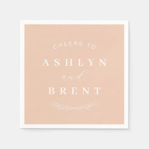 Serviette En Papier Salutations À Léger Pêcher Mariage Cocktail Servie