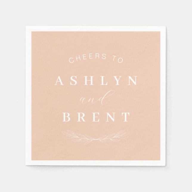 Serviette En Papier Salutations À Léger Pêcher Mariage Cocktail Servie (Devant)