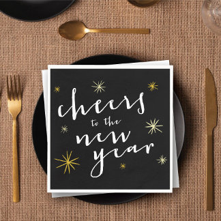 Serviette En Papier Salutations Au Nouvel An Starbursts Fireworks Mode