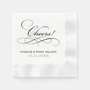 Serviette En Papier Salutations Black Calligraphy Mariage personnalisé