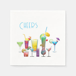Serviette En Papier Salutations, Cocktails colorés Amusants