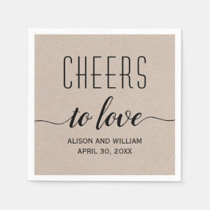 Serviette En Papier Salutations d'amour mariage de style kraft rustiqu