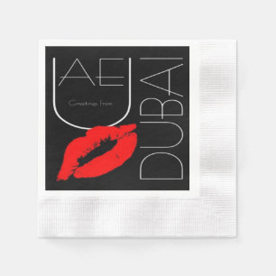 Serviette En Papier Salutations de Dubai UAE Red Lipstick Kiss