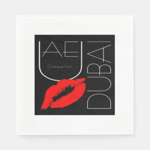 Serviette En Papier Salutations de Dubai UAE Red Lipstick Kiss