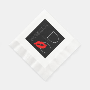 Serviette En Papier Salutations de Washington DC Red Lipstick Kiss