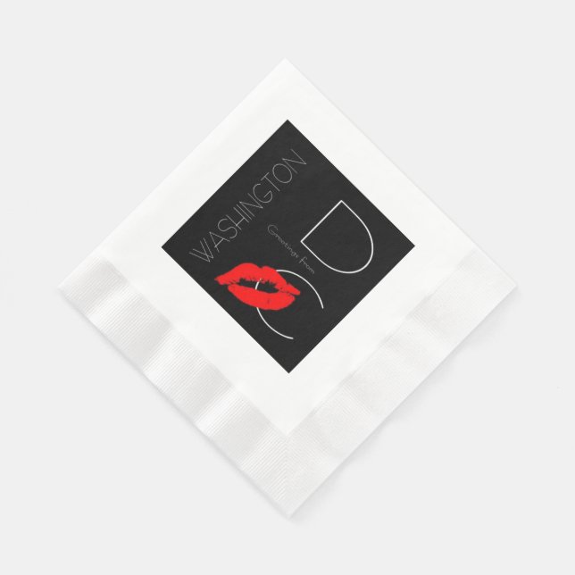 Serviette En Papier Salutations de Washington DC Red Lipstick Kiss (Coin)