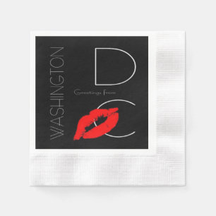 Serviette En Papier Salutations de Washington DC Red Lipstick Kiss
