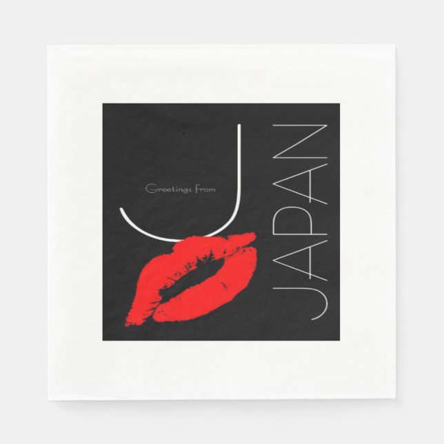 Serviette En Papier Salutations du Japon Japonais Red Lipstick Kiss (Devant)