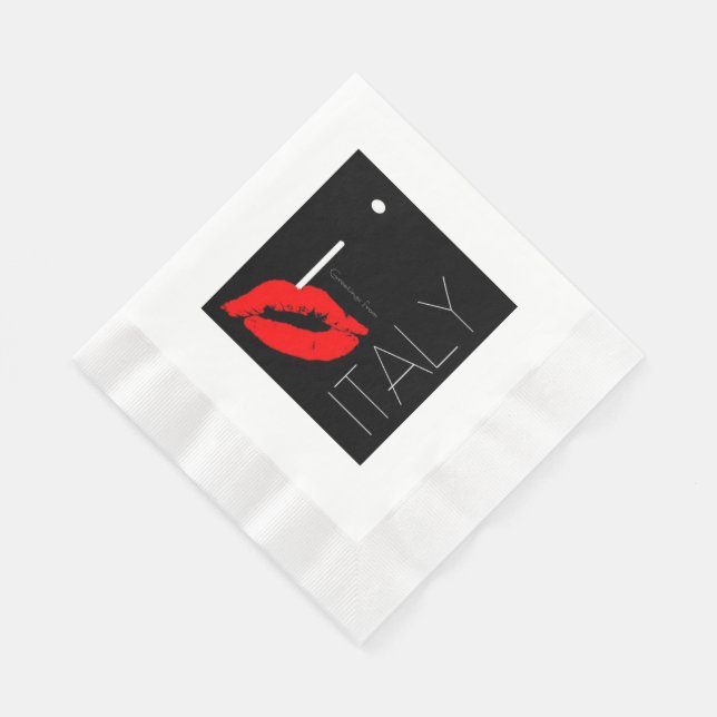 Serviette En Papier Salutations Italie Rouge rouge baiser (Coin)