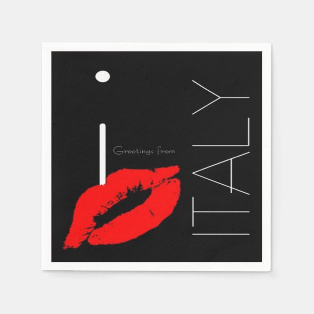 Serviette En Papier Salutations Italie Rouge rouge baiser (Devant)
