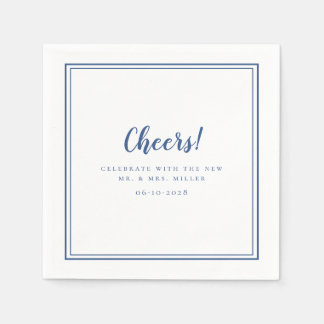 Serviette En Papier Salutations Mariage minimaliste M & Mme Modern Blu