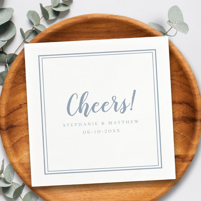 Serviette En Papier Salutations Mariages Moderne Dusty Blue Chic (Cheers Wedding Celebrations Modern Dusty Blue Chic Napkins)