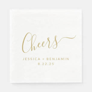 Serviette En Papier Salutations minimaliste Gold Blanc Personnalisé Ma