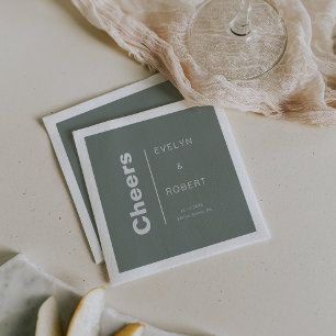 Serviette En Papier Salutations minimalistes élégantes de Mariage vert