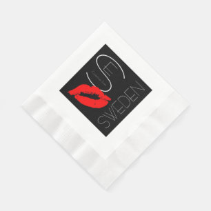 Serviette En Papier Salutations Suède Suédoise Red Lipstick Kiss