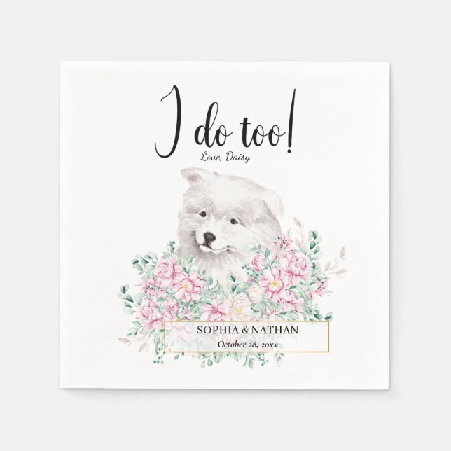 Serviette En Papier Samoyé Chien Mariage Cocktail  Napkins (Devant)