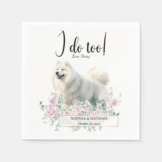 Serviette En Papier Samoyed Chien Mariage Cocktail Napkins (Devant)
