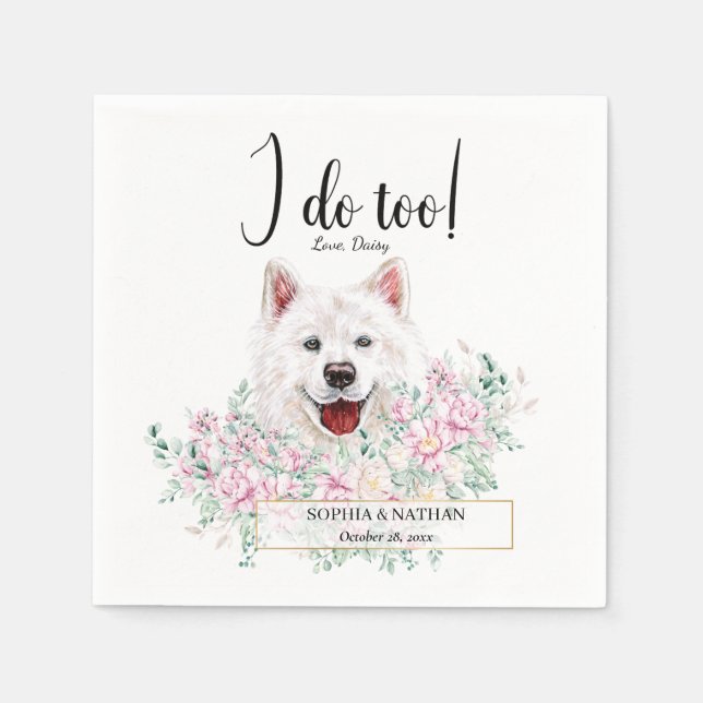 Serviette En Papier Samoyed Chien Mariage Cocktail Napkins (Devant)