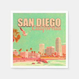 Serviette En Papier San Diego California Downtown Souvenirs 1950