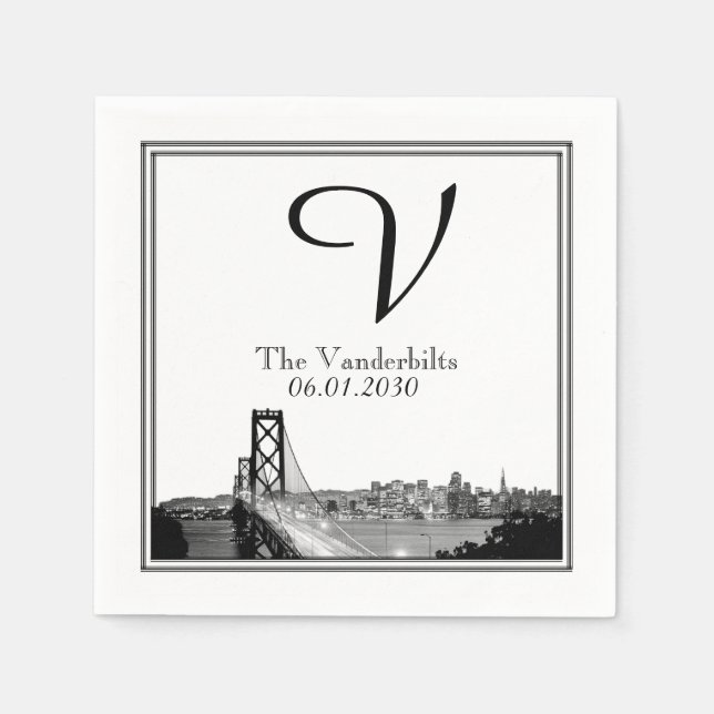Serviette En Papier San Francisco Destination Wedding Napkin (Devant)