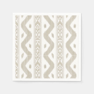 Serviette En Papier Sand Ikat, Rayure blanche à barre