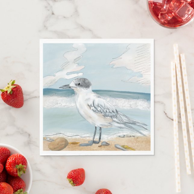 Serviette En Papier Sandpiper Summer Napkin (En situation)