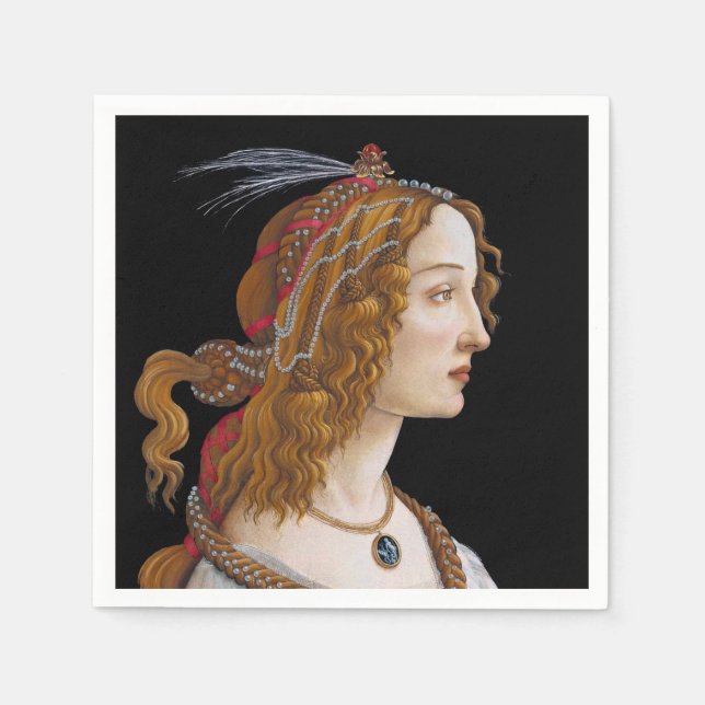 Serviette En Papier Sandro Botticelli - Portrait de Simonetta Vespucci (Devant)