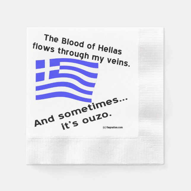 Serviette En Papier Sang de Hellas et Ouzo (Devant)