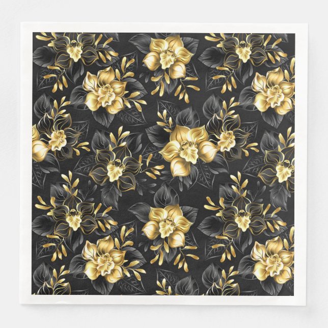 Serviette En Papier Sans couture avec orchidées de bijoux (Devant)