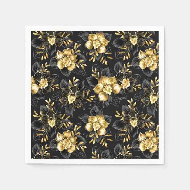 Serviette En Papier Sans couture avec orchidées de bijoux (Devant)